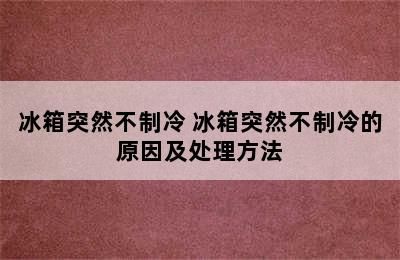 冰箱突然不制冷 冰箱突然不制冷的原因及处理方法